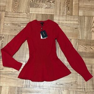 Massimo Dutti Red Peplum Blouse